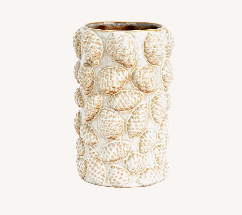 Vase Pomme de pin en porcelaine, blanc/marron (L/H/P) 13x20x13cm