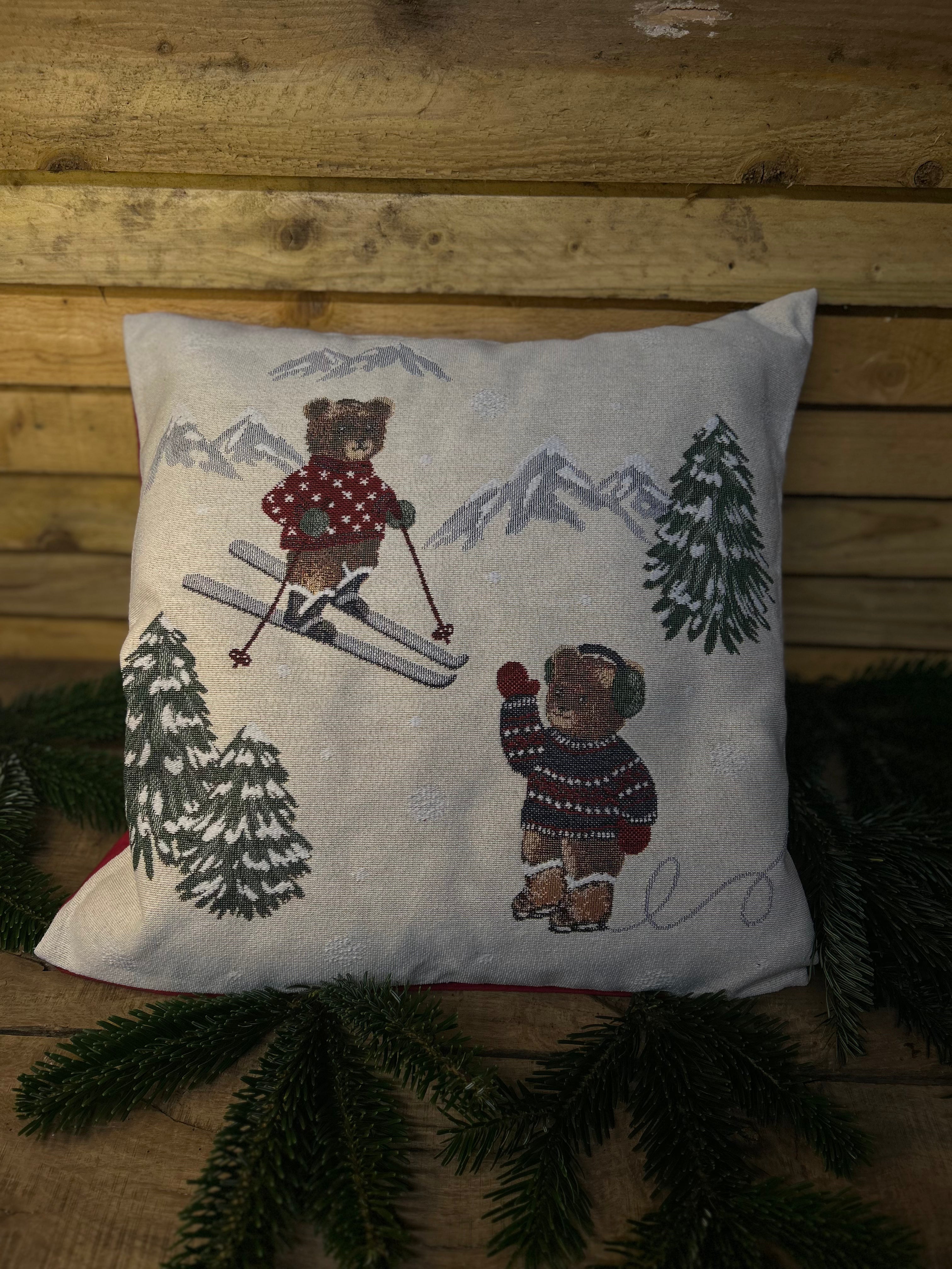 Housse de coussin ours d'hiver (45x45cm)