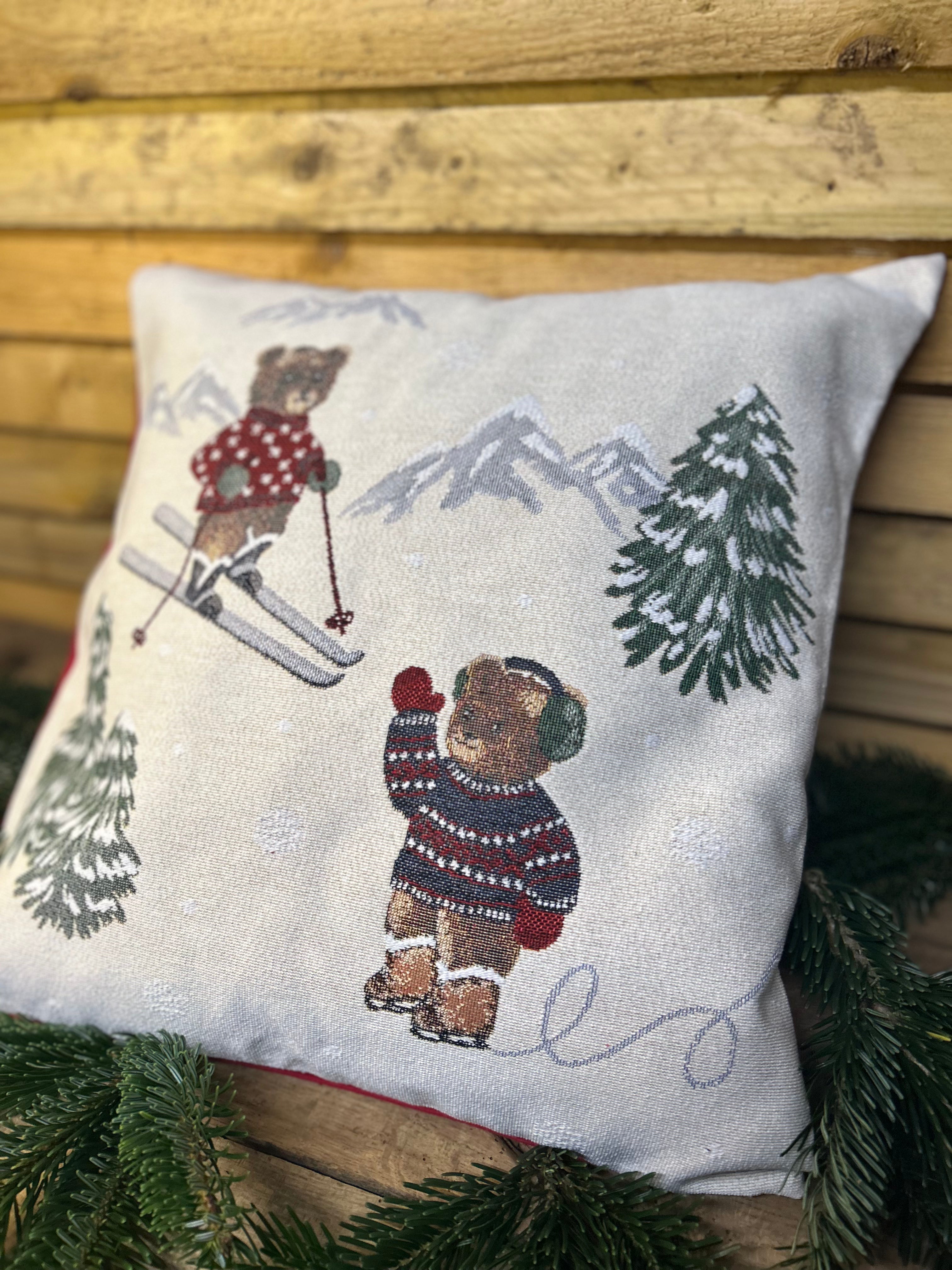 Housse de coussin ours d'hiver (45x45cm)