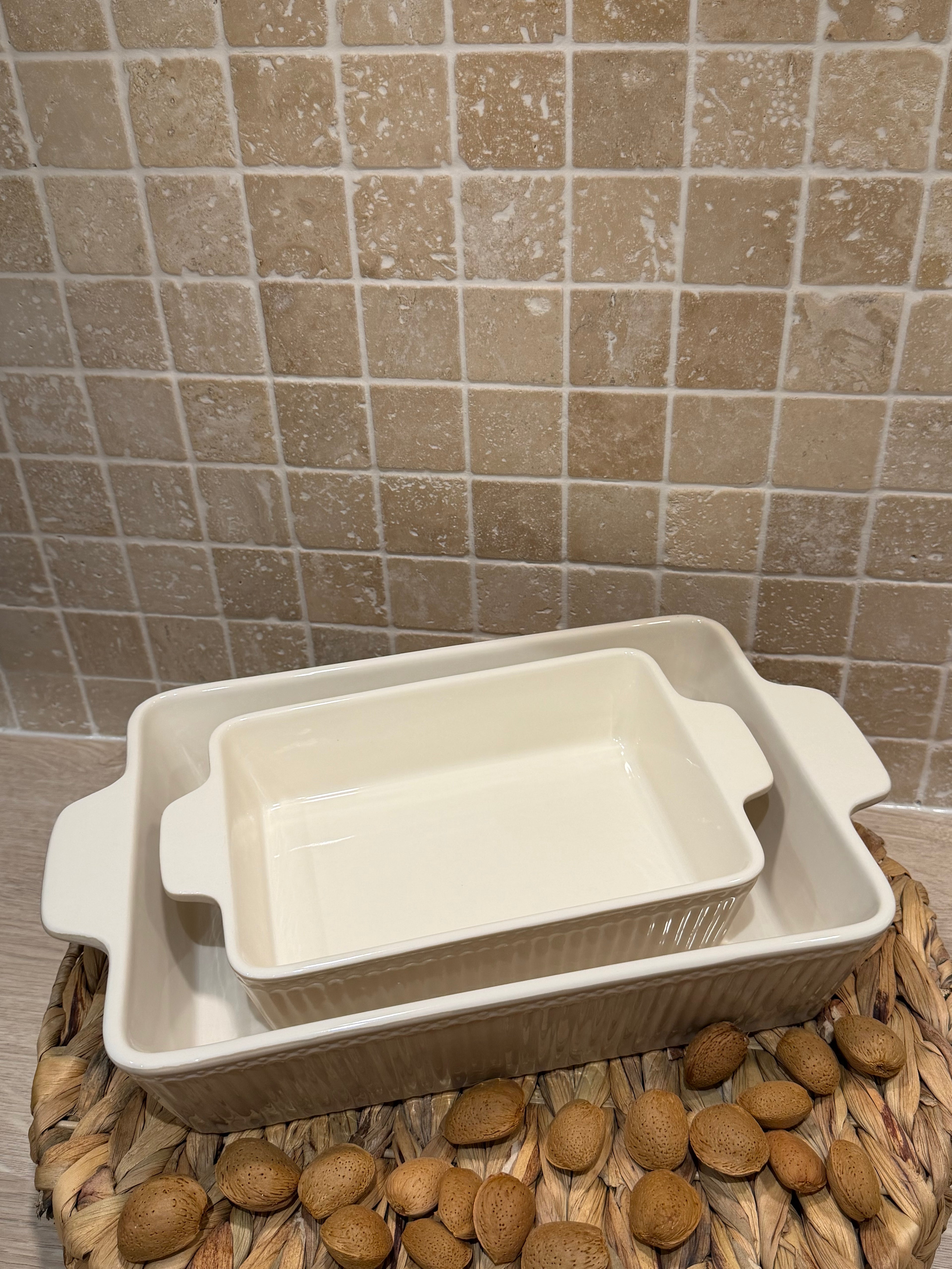 Plats Rectangulaires Alice – Creamy Fudge – Set de 2