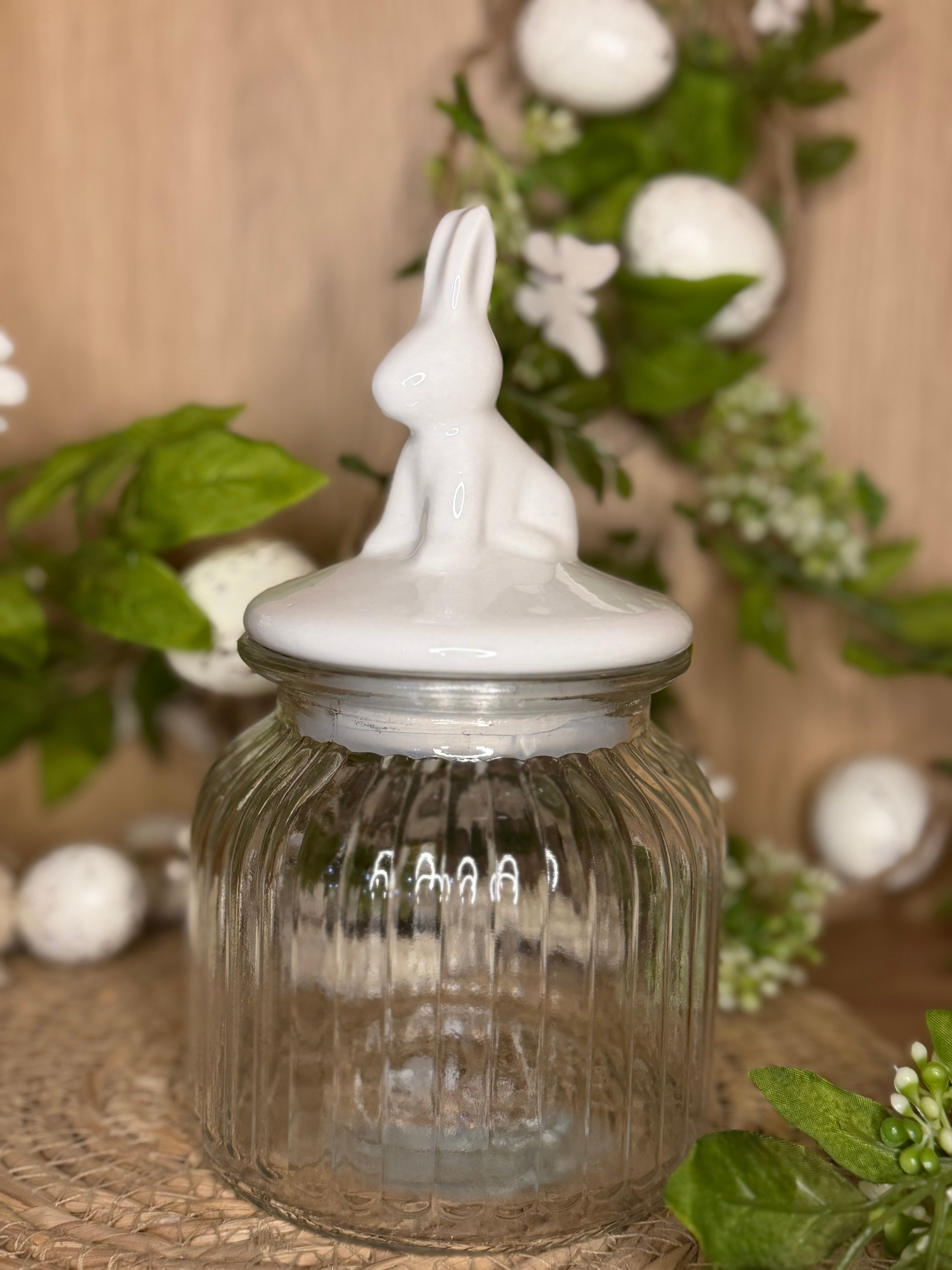 Bonbonnière en verre avec lapin - 600ml - 2 modèles