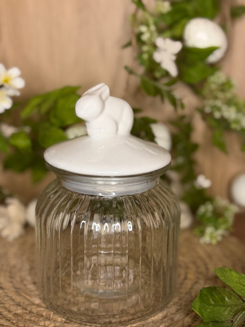 Bonbonnière en verre avec lapin - 600ml - 2 modèles