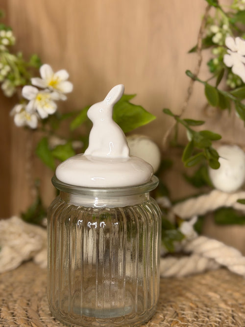 Bonbonnière en verre avec lapin - 250ml