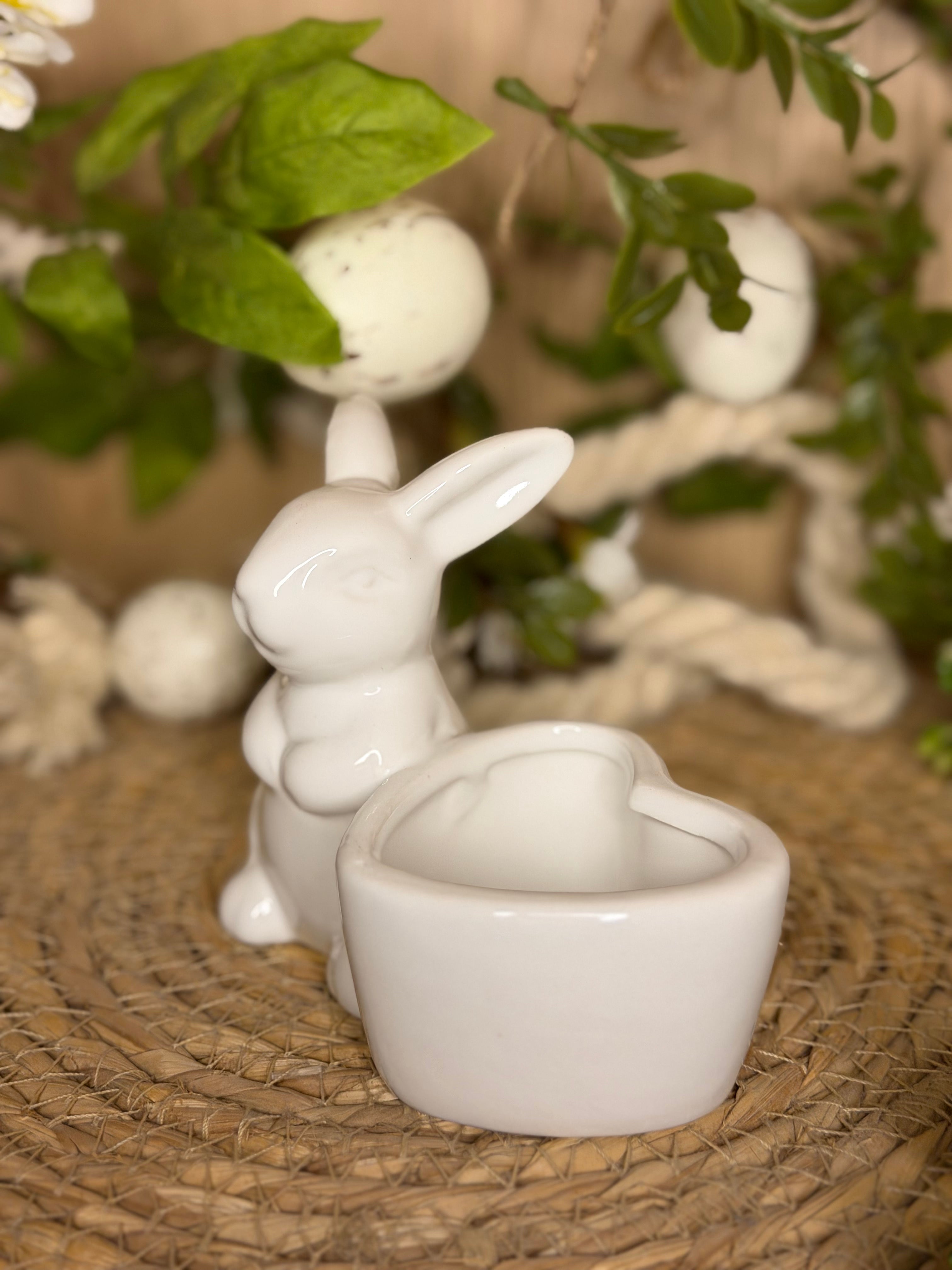 Petit pot décoratif lapin coeur