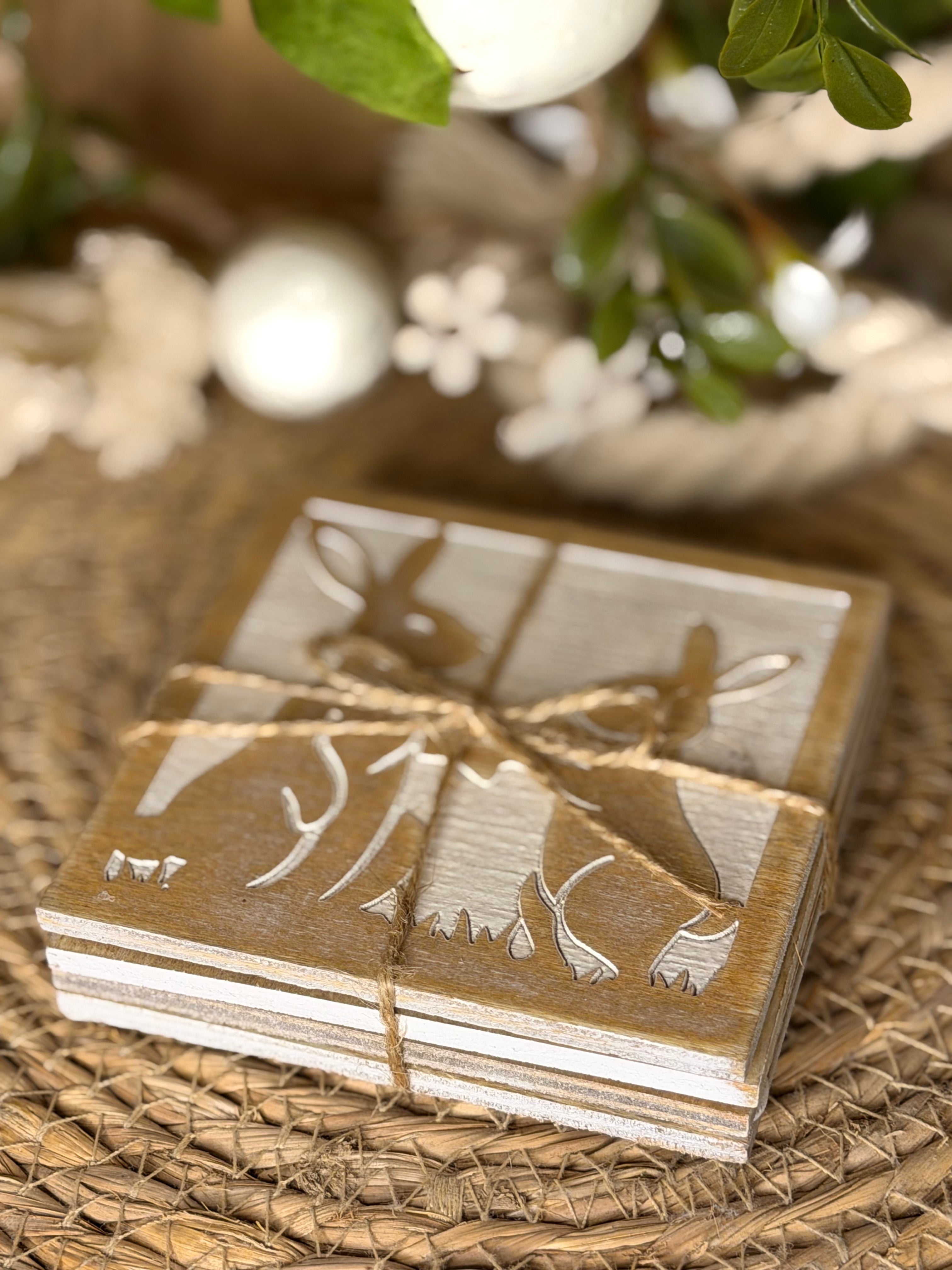 Lot de 4 dessous de verre lapins