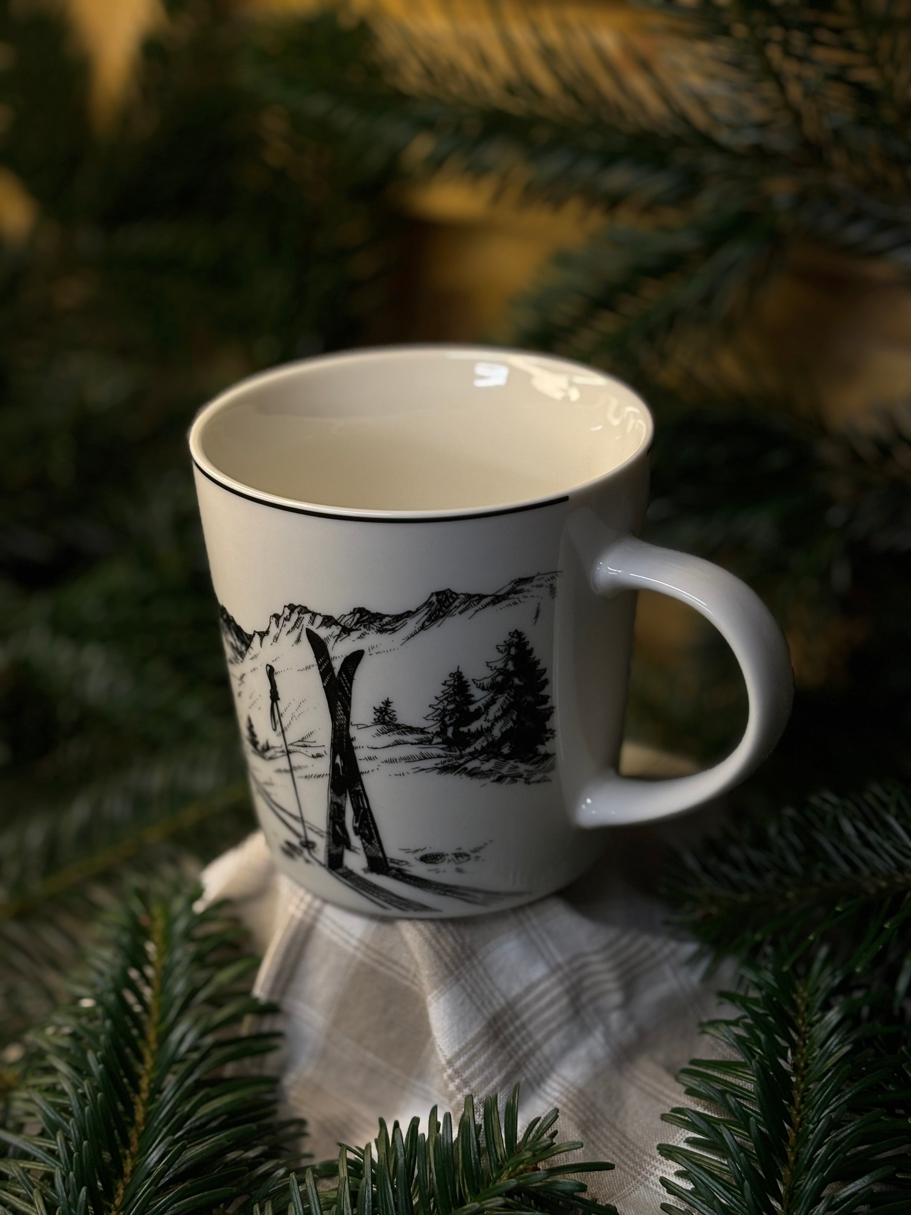 Tasse en porcelaine noir et blanc Courchevel