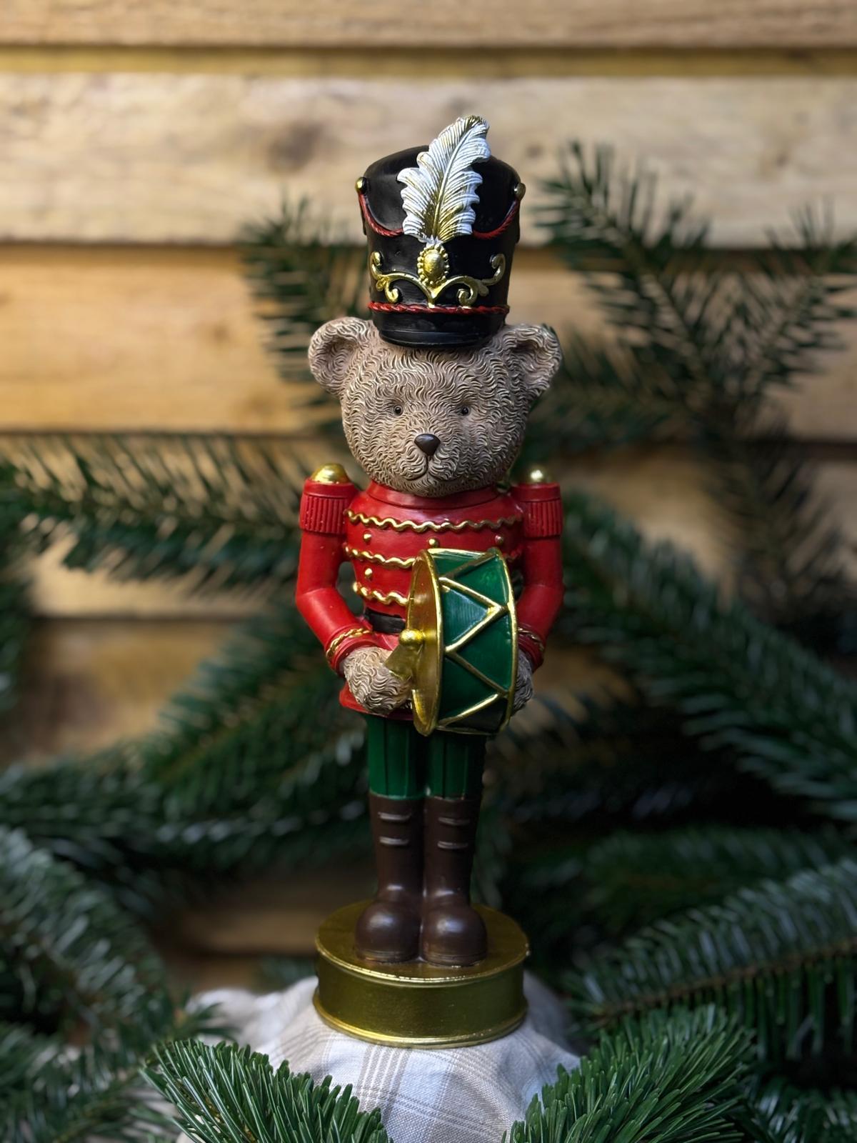 Ours casse-noisette décoratif avec tambour (24 cm)