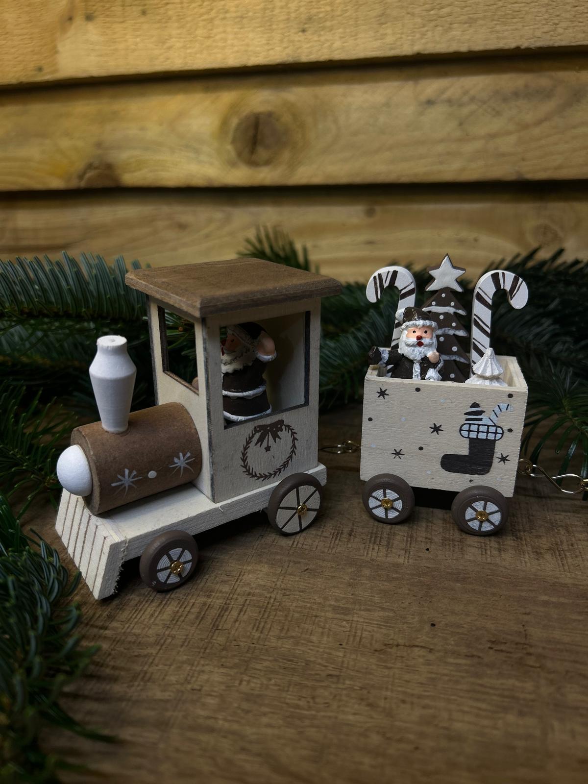 Train du Père Noël en bois (31 cm)