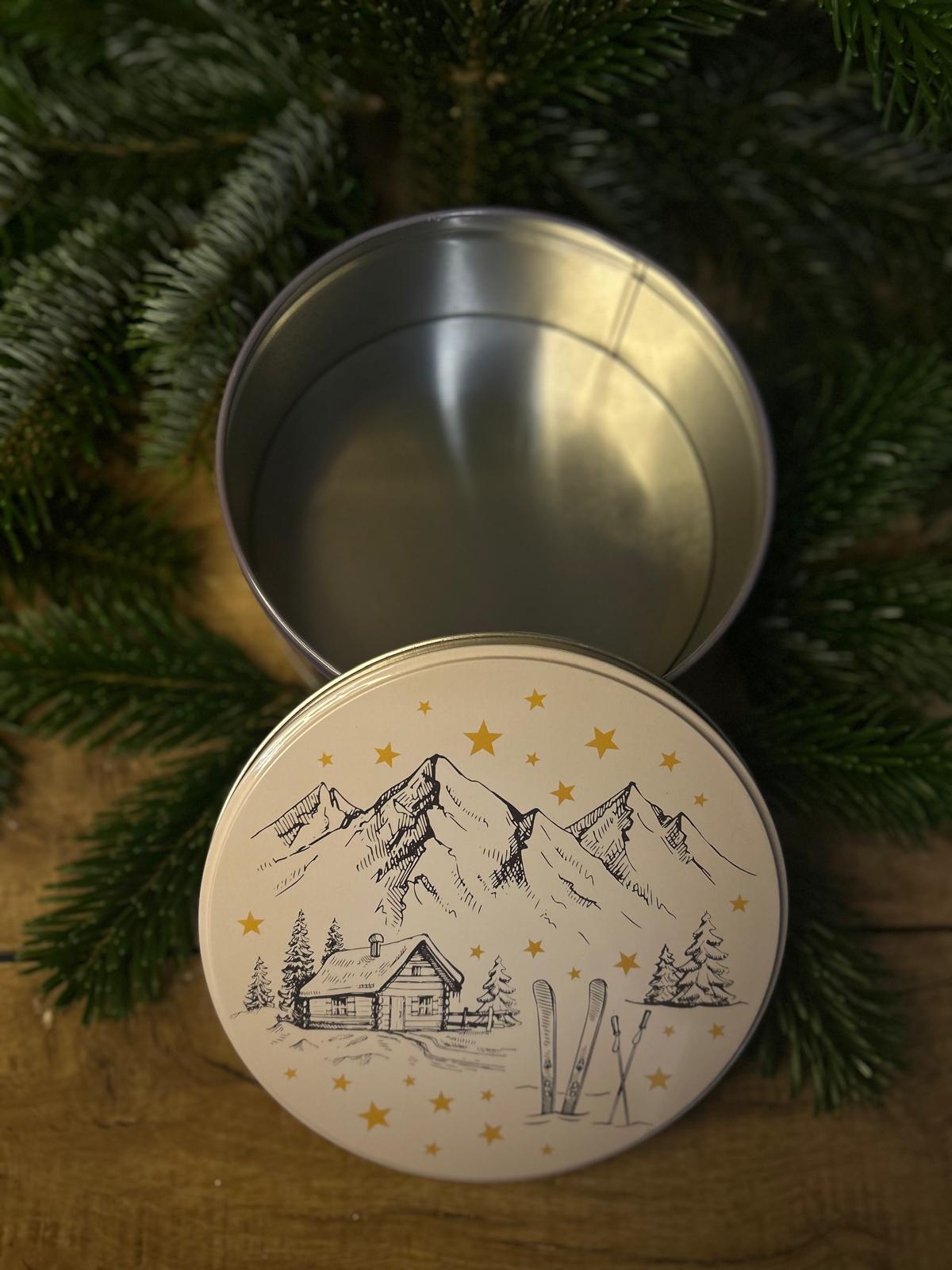 Boîte ronde en métal – Paysage hivernal (3 tailles au choix)