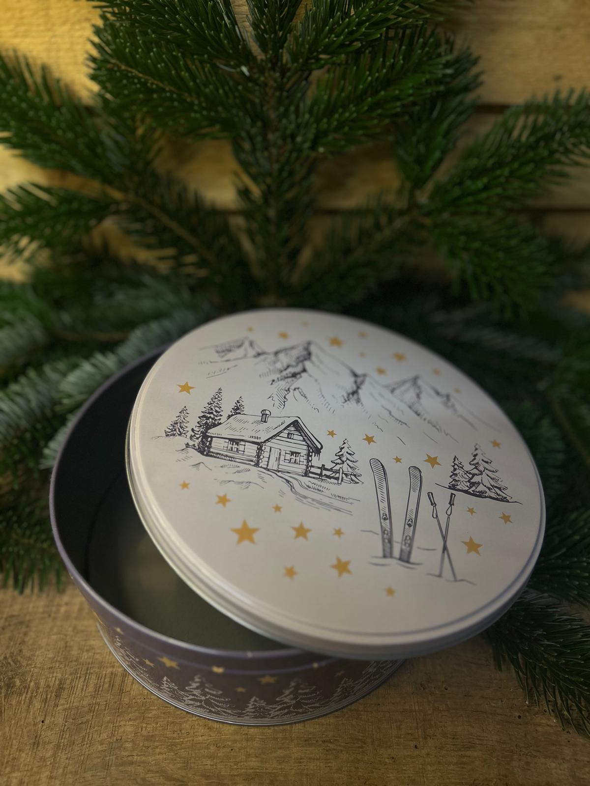 Boîte ronde en métal – Paysage hivernal (3 tailles au choix)