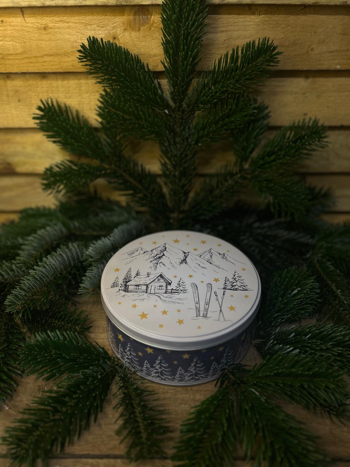 Boîte ronde en métal – Paysage hivernal (3 tailles au choix)