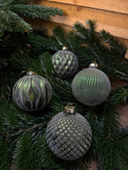 Lot de 4 Boules de Noël en verre givré – Vert sapin