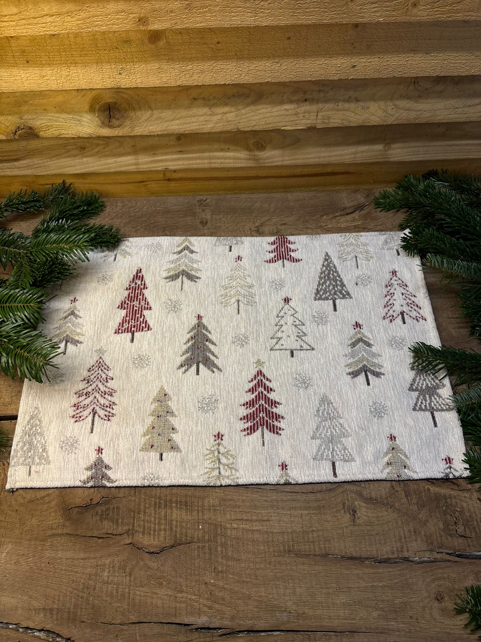 Set de table sapin de Noël, beige (48x33cm)