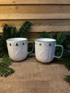 Lots de 2 Tasses en porcelaine avec motif tricot flocon et sapin