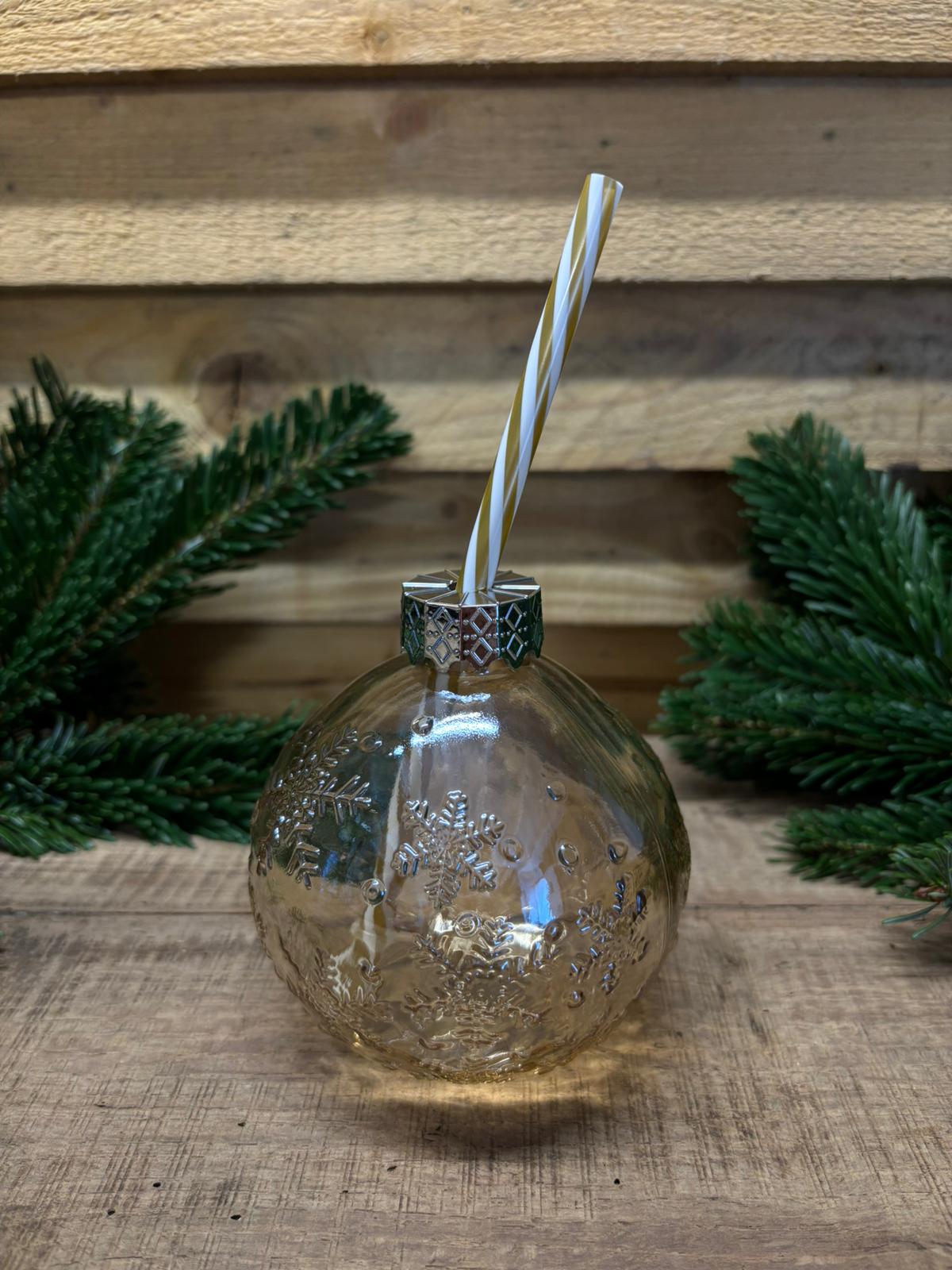 Boule de Noël à cocktail avec paille –  couleur champagne (450 ml)