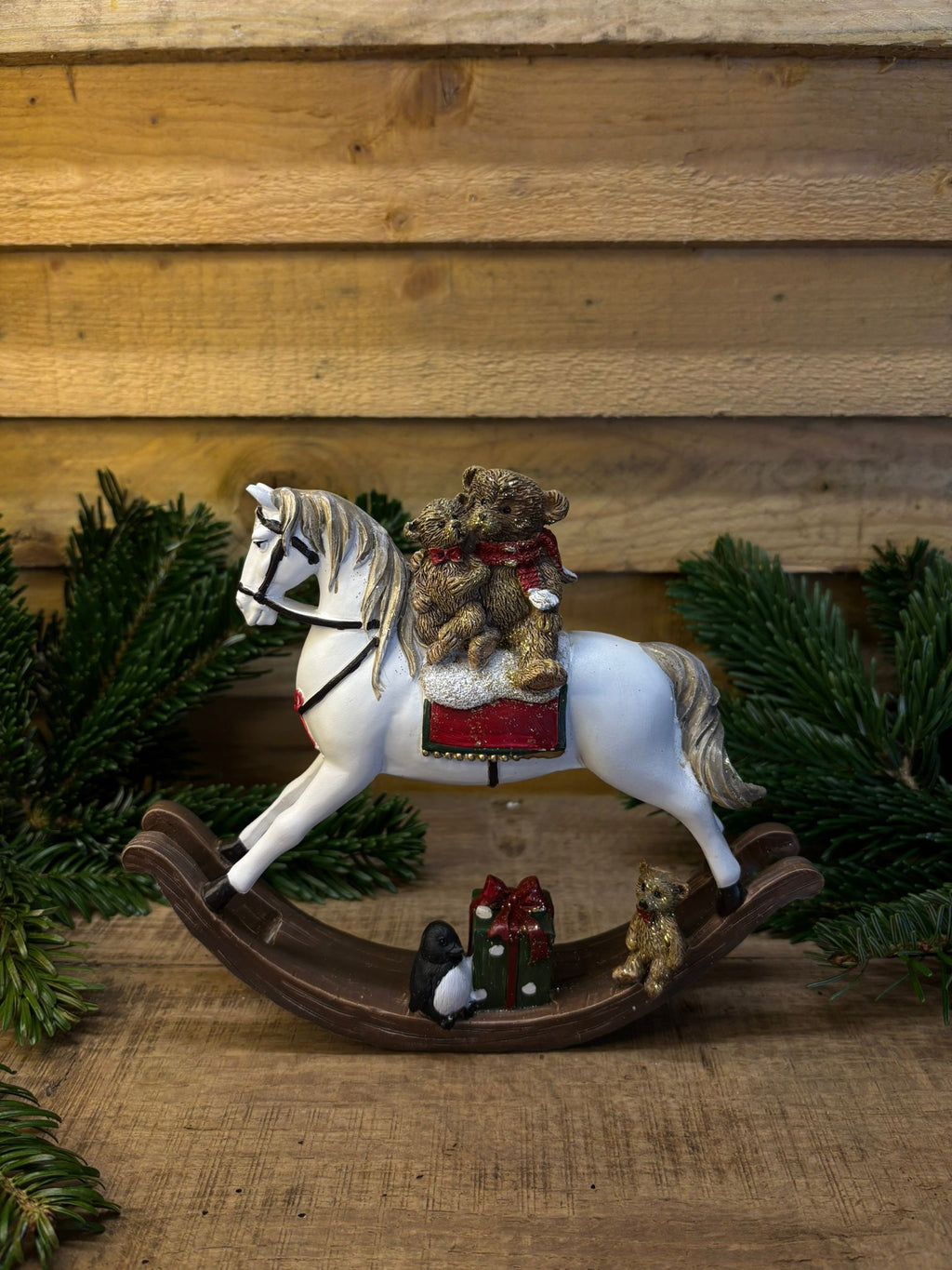 Cheval à bascule décoratif avec oursons