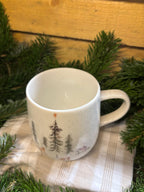 Lot de 2 mugs en céramique – Forêt d’hiver crème