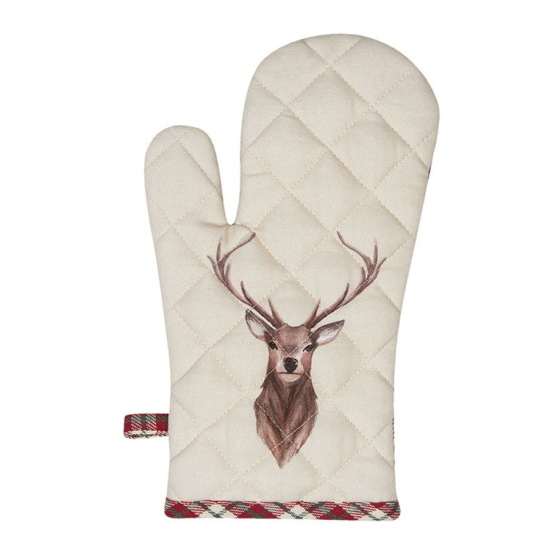 Gant de Cuisine Matelassé – Motif Cerf & Tartan Écossais
